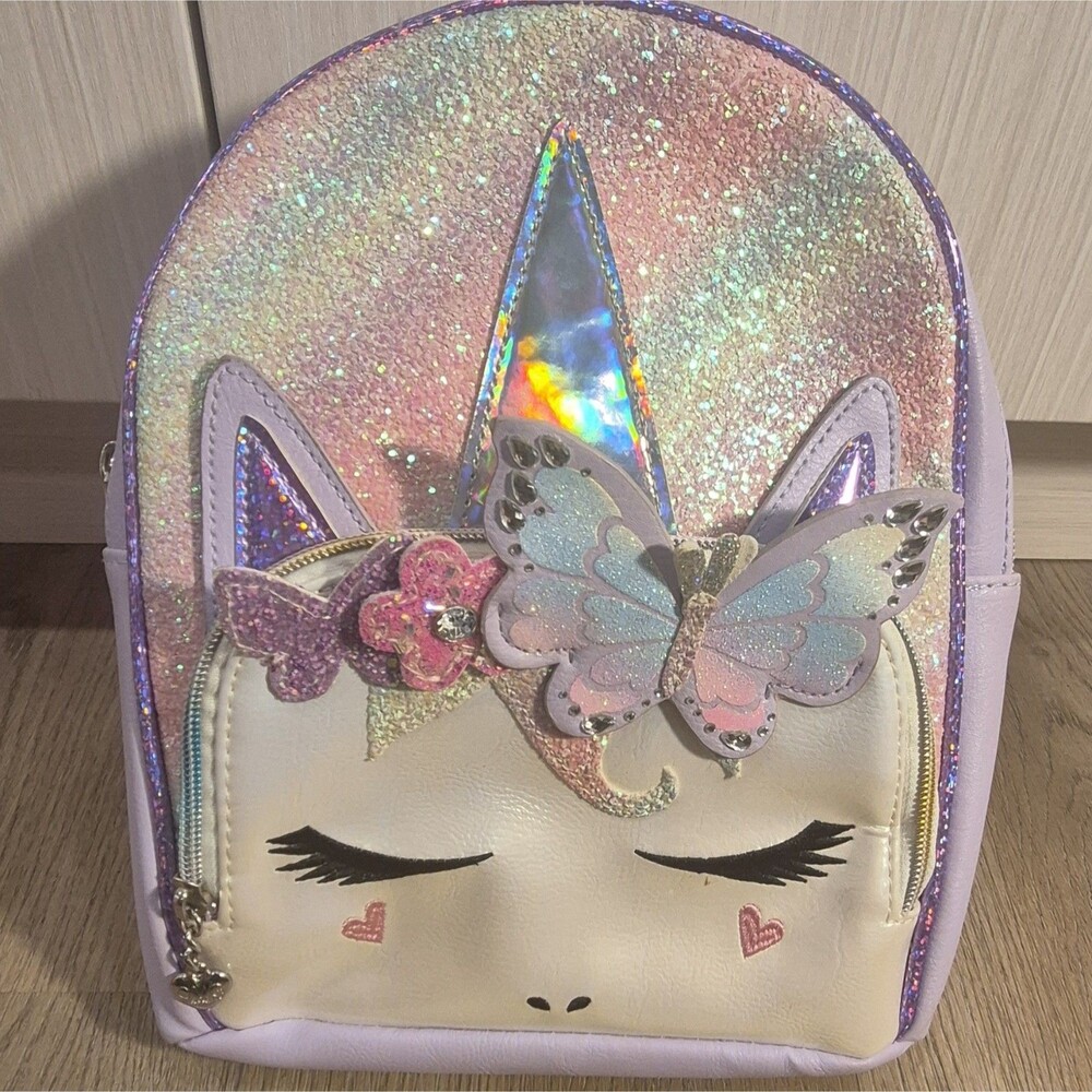 OMG Miss Gwen Unicorn Butterfly Mini Backpack Glitter Holographic Rhinestone